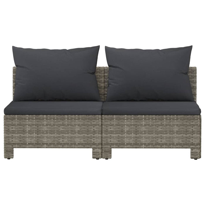 Gartensofa 2-Sitzer mit Kissen Grau Poly Rattan