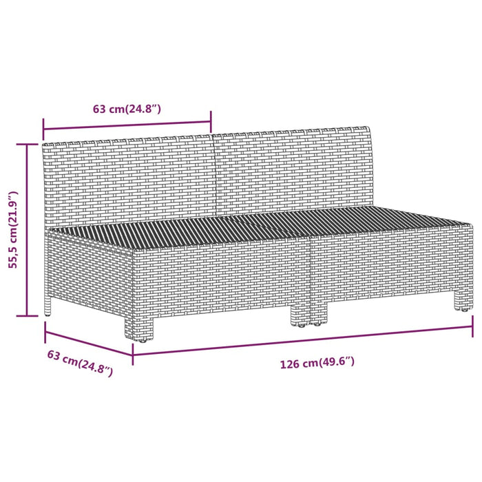 Gartensofa 2-Sitzer mit Kissen Grau Poly Rattan