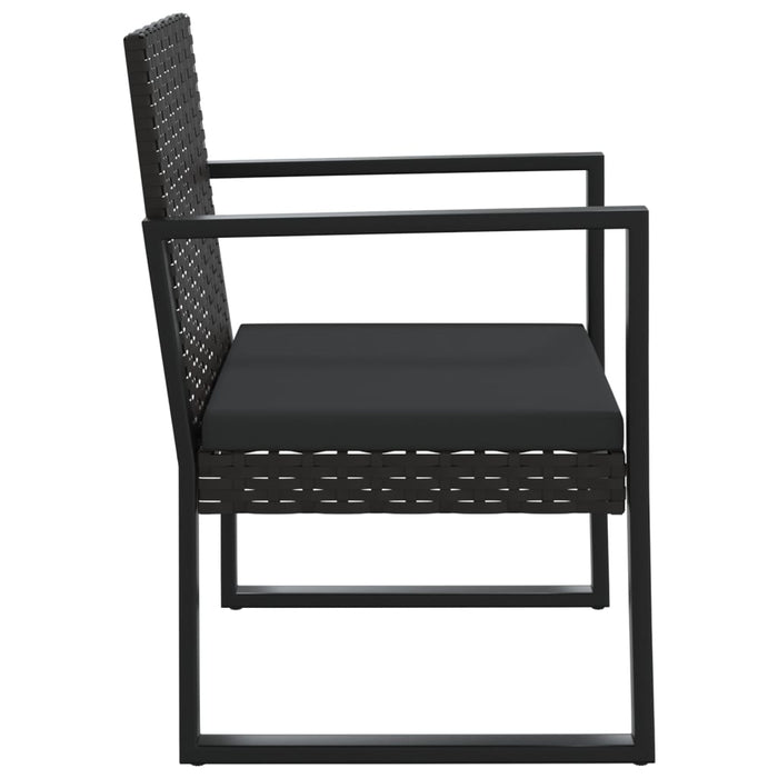 Gartensessel mit Kissen Schwarz Poly Rattan