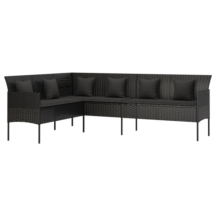 Garten-Essgruppe Claudine mit Kissen Schwarz Poly Rattan