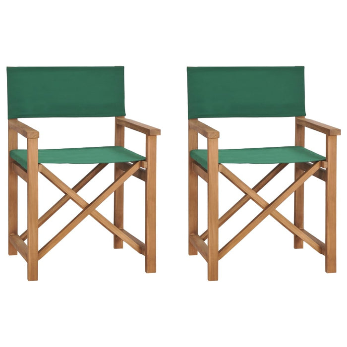Regiestühle 2 Stk. Klappbar Grün Massivholz Teak