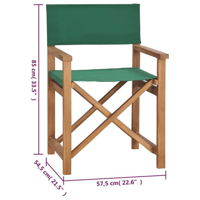 Regiestühle 2 Stk. Klappbar Grün Massivholz Teak