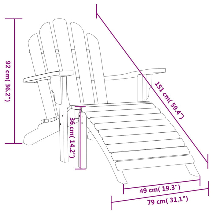 Adirondack-Gartenstuhl mit Fußstütze Massivholz Teak