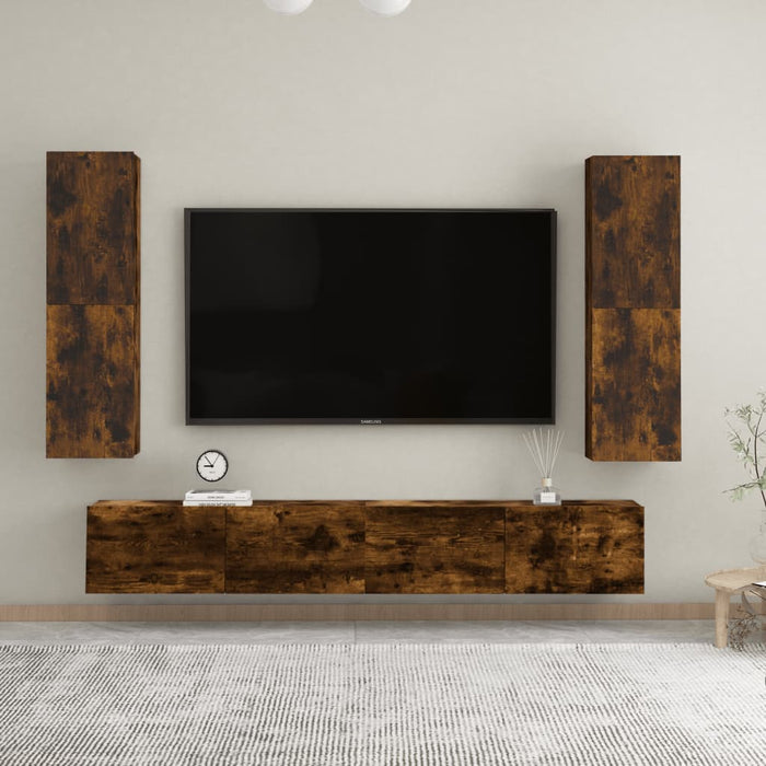 TV-Wandschränke 2 Stk. Räuchereiche 30,5x30x110 cm