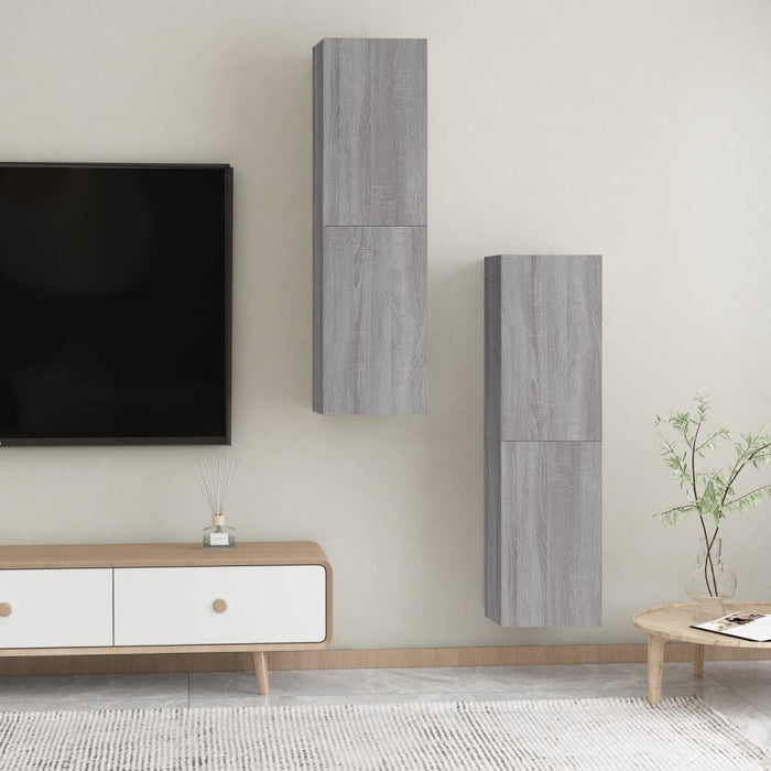 TV-Wandschränke 2 Stk. Grau Sonoma 30,5x30x110 cm