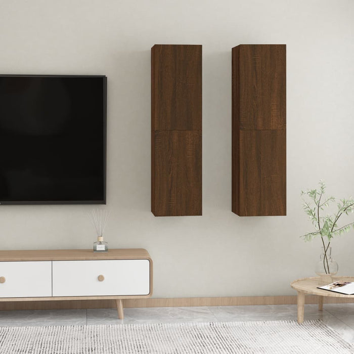 TV-Wandschränke 2 Stk. Braun Eichen-Optik 30,5x30x110 cm