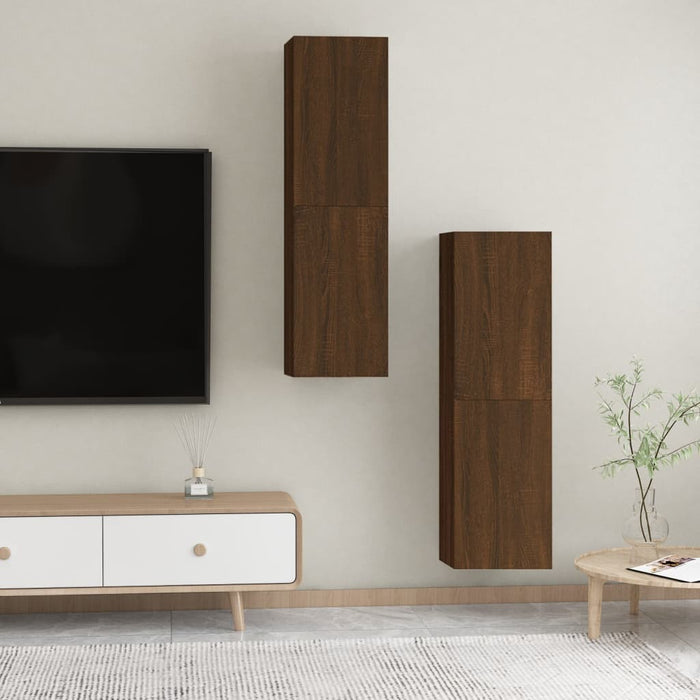 TV-Wandschränke 2 Stk. Braun Eichen-Optik 30,5x30x110 cm