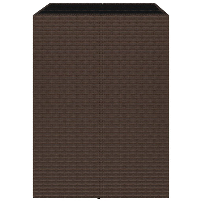 Bartisch mit Glasplatte Braun 105x80x110 cm Poly Rattan