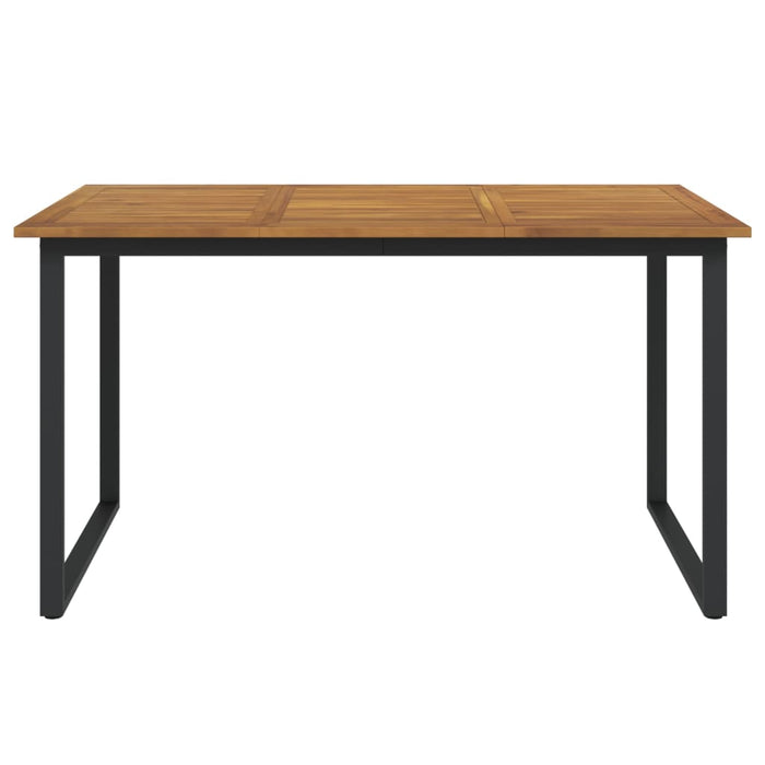 Garden table with U-shaped legs 140×80×75 cm solid acacia wood