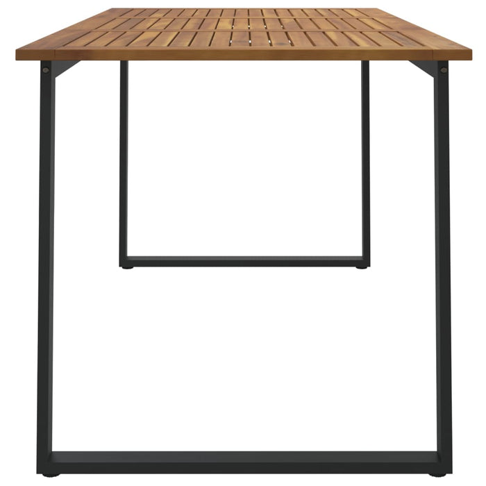 Garden table with U-shaped legs 140×80×75 cm solid acacia wood
