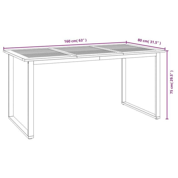 Gartentisch mit Beinen in U-Form 160x80x75 cm Massivholz Akazie