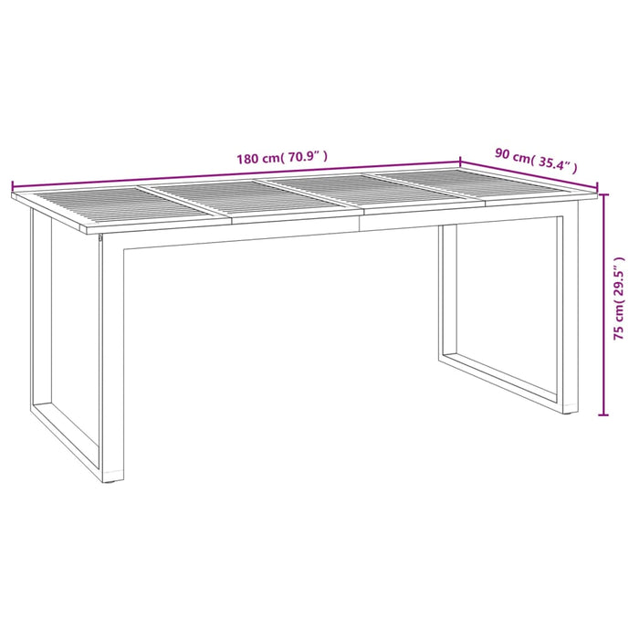 Gartentisch mit Gestell U-Form 180x90x75 cm Akazie Massivholz