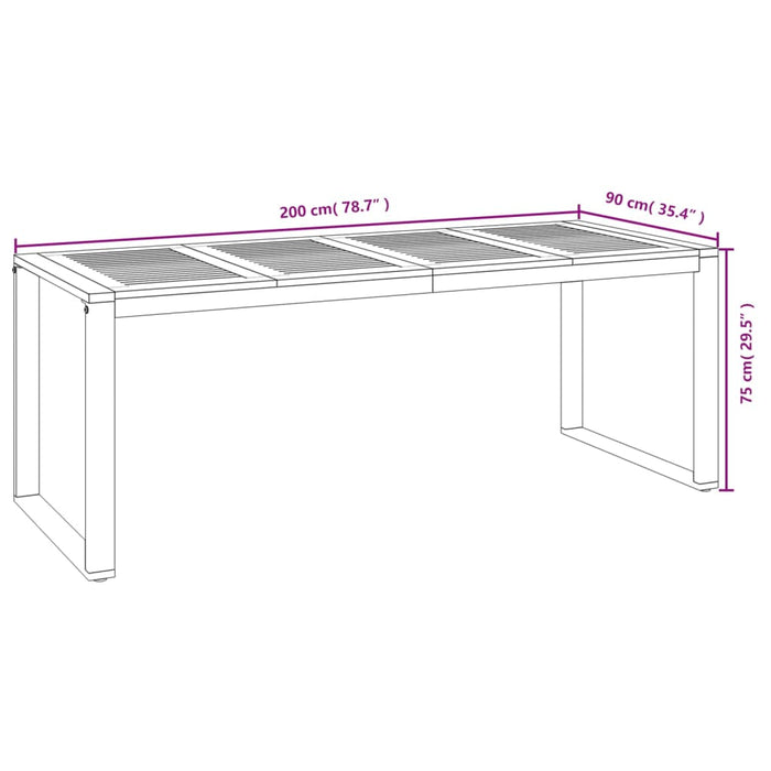 Gartentisch mit Gestell U-Form 200x90x75 cm Akazie Massivholz