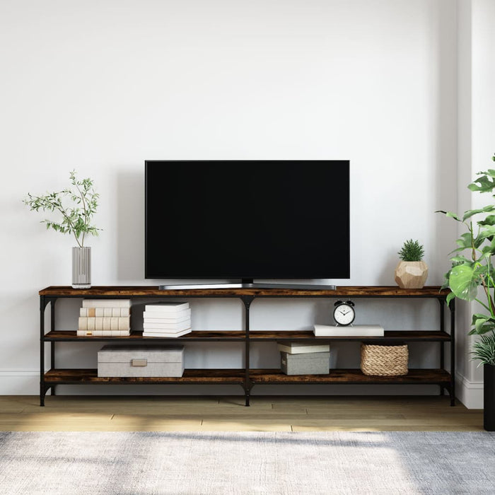 TV-Schrank Räuchereiche 180x30x50 cm Holzwerkstoff und Metall
