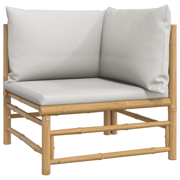 10 pcs. Garden lounge set with light gray bamboo cushions