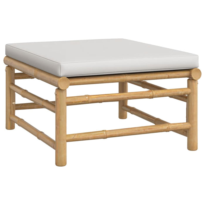 11-tlg. Garten-Lounge-Set mit Hellgrauen Kissen Bambus