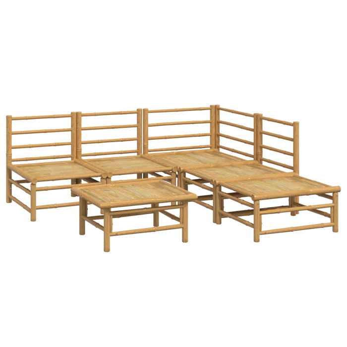 6-tlg. Garten-Lounge-Set mit Hellgrauen Kissen Bambus