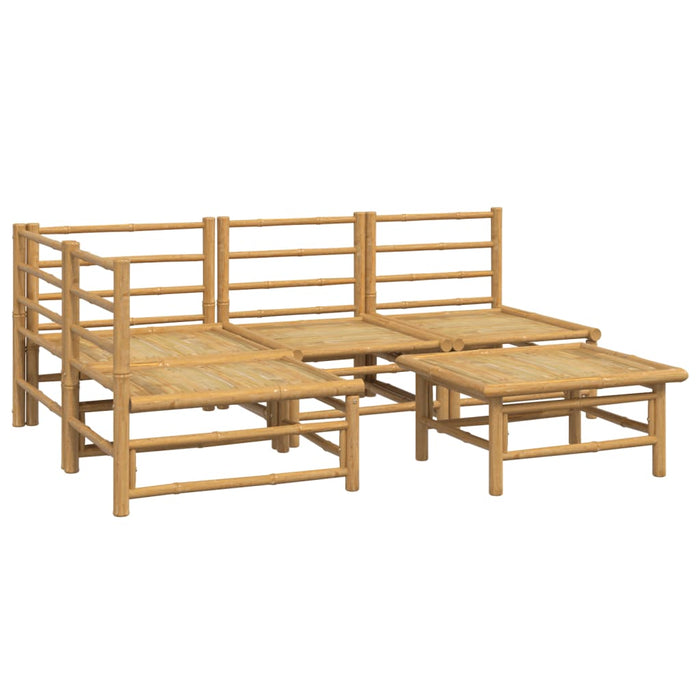 5-tlg. Garten-Lounge-Set mit Hellgrauen Kissen Bambus