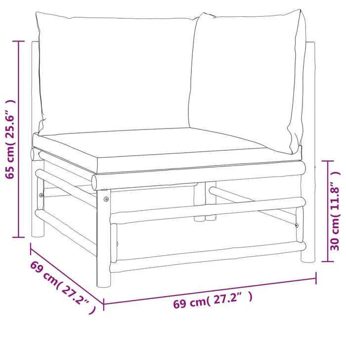 Garten-Ecksofas mit Taupe Kissen 2 Stk. Bambus