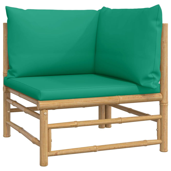 4 pcs. Garden Lounge Set with Green Bamboo Cushions