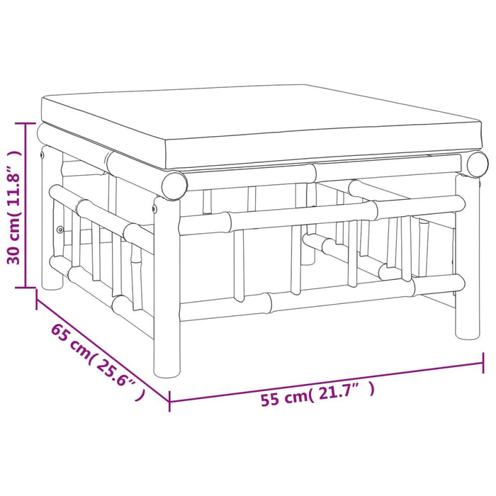 4-tlg. Garten-Lounge-Set mit Cremeweißen Kissen Bambus