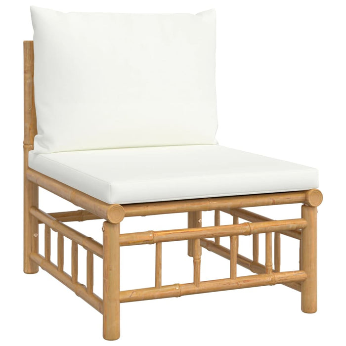 10 pcs. Garden lounge set with creamy white bamboo cushions