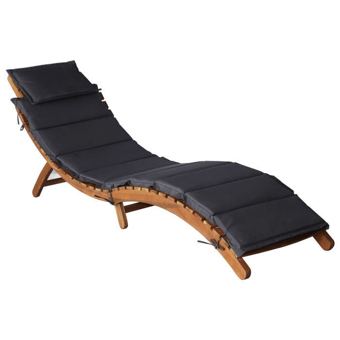 Sun loungers with cushions 2 pieces. Dark gray solid acacia wood