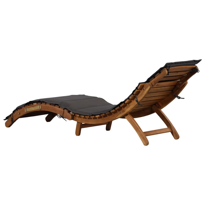 Sun loungers with cushions 2 pieces. Dark gray solid acacia wood