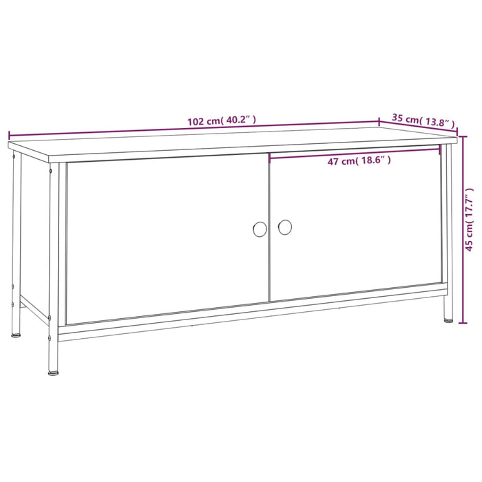TV-Schrank mit Türen Braun Eiche 102x35x45cm Holzwerkstoff