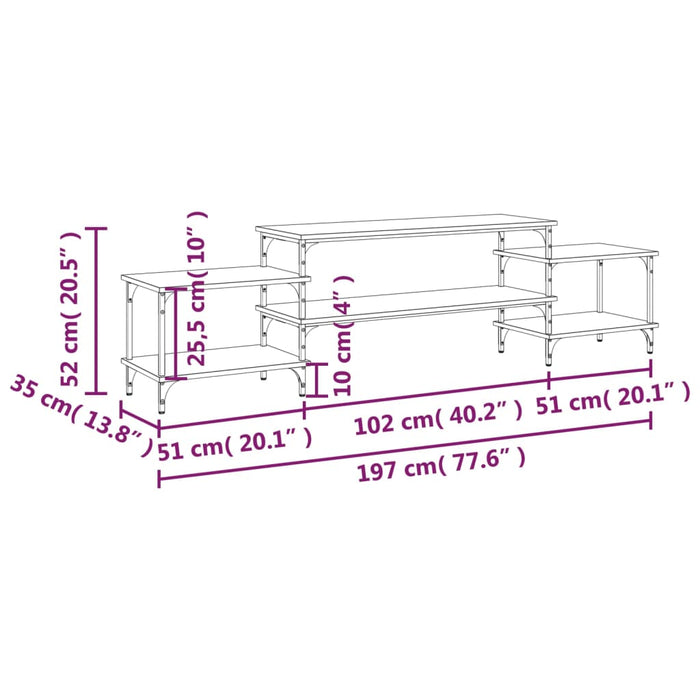 TV-Schrank Schwarz 197x35x52 cm Holzwerkstoff