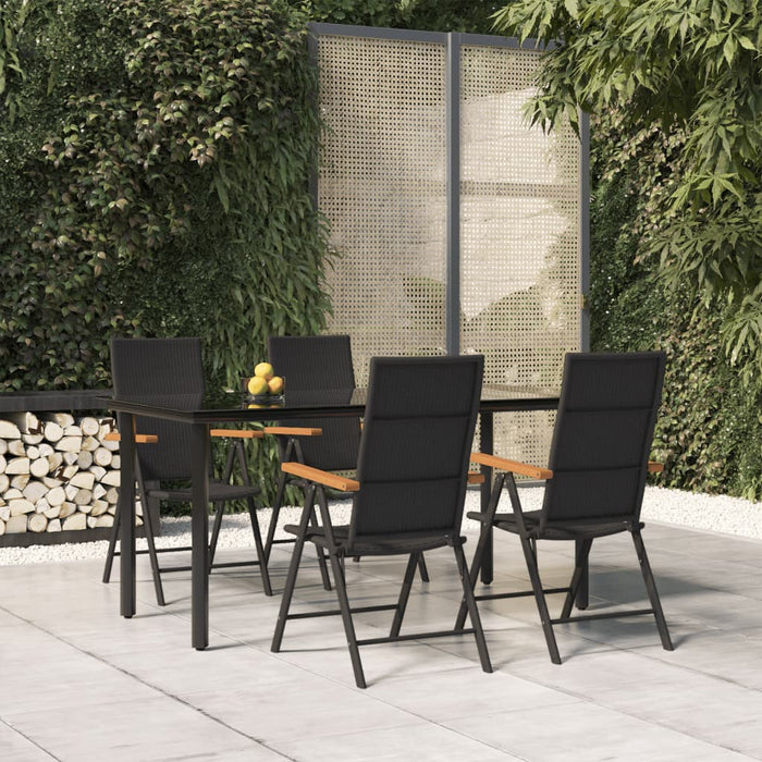 5-tlg. Garten-Essgruppe Schwarz und Braun Poly Rattan