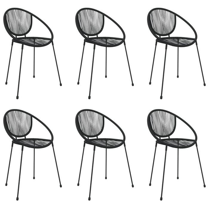 7-tlg. Garten-Essgruppe Schwarz PVC-Rattan