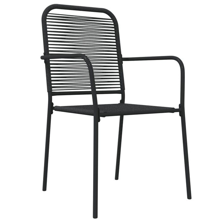 7-tlg. Garten-Essgruppe Schwarz Baumwollseil und Stahl