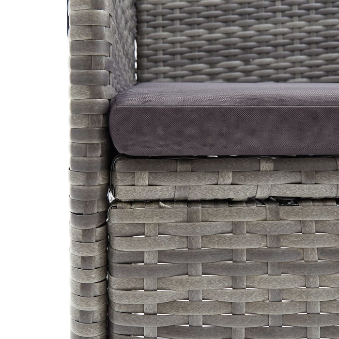 7-tlg. Garten-Essgruppe mit Kissen Grau und Schwarz