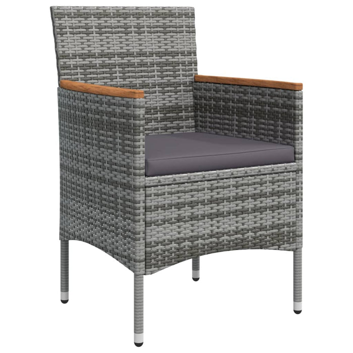 7-tlg. Garten-Essgruppe mit Kissen Grau und Schwarz