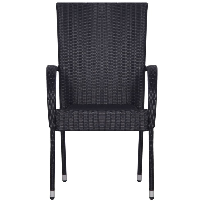 7-tlg. Garten-Essgruppe Schwarz Poly Rattan