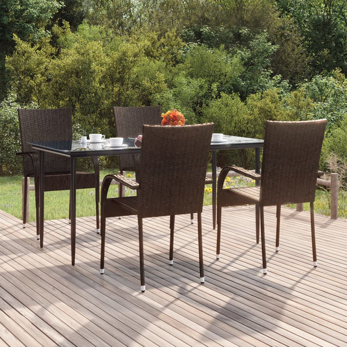 5-tlg. Garten-Essgruppe Braun Poly Rattan