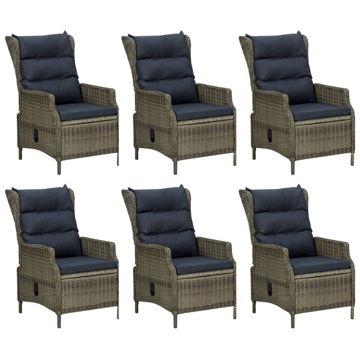 7-tlg. Garten-Essgruppe Braun Poly Rattan