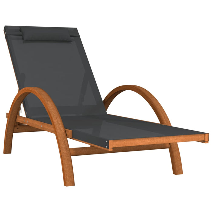 Sun lounger with cushions Gray Textilene and solid poplar wood