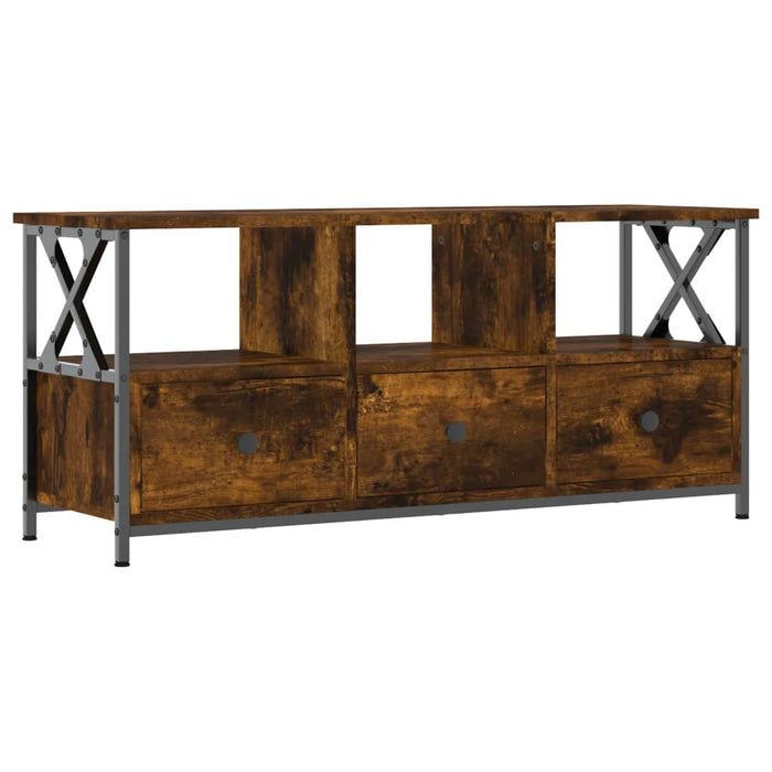 TV cabinet smoked oak 102x33x45 cm wood material &amp; iron
