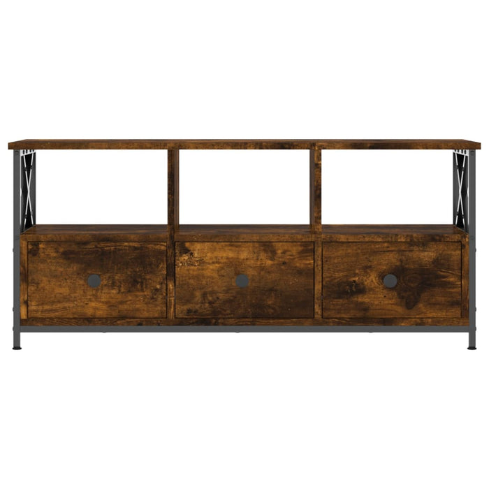 TV cabinet smoked oak 102x33x45 cm wood material &amp; iron