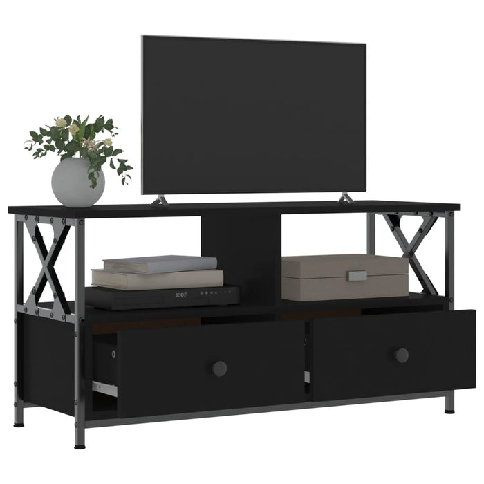 TV-Schrank Schwarz 90x33x45 cm Holzwerkstoff & Eisen