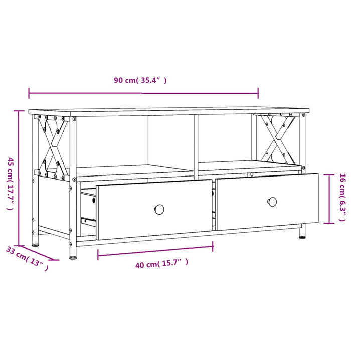 TV-Schrank Grau Sonoma 90x33x45 cm Holzwerkstoff & Eisen