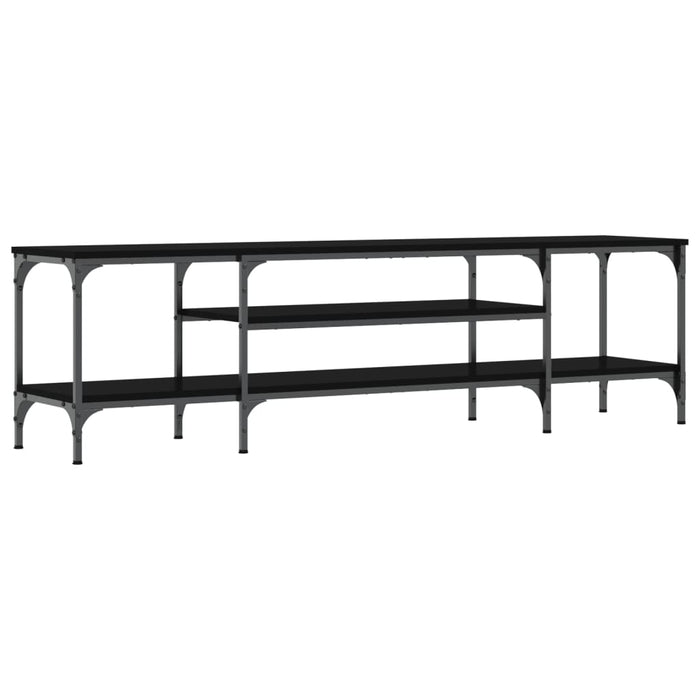 TV cabinet black 161x35x45 cm made of wood and iron