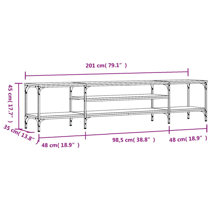 TV-Schrank Braun Eichen-Optik 201x35x45cm Holzwerkstoff & Eisen