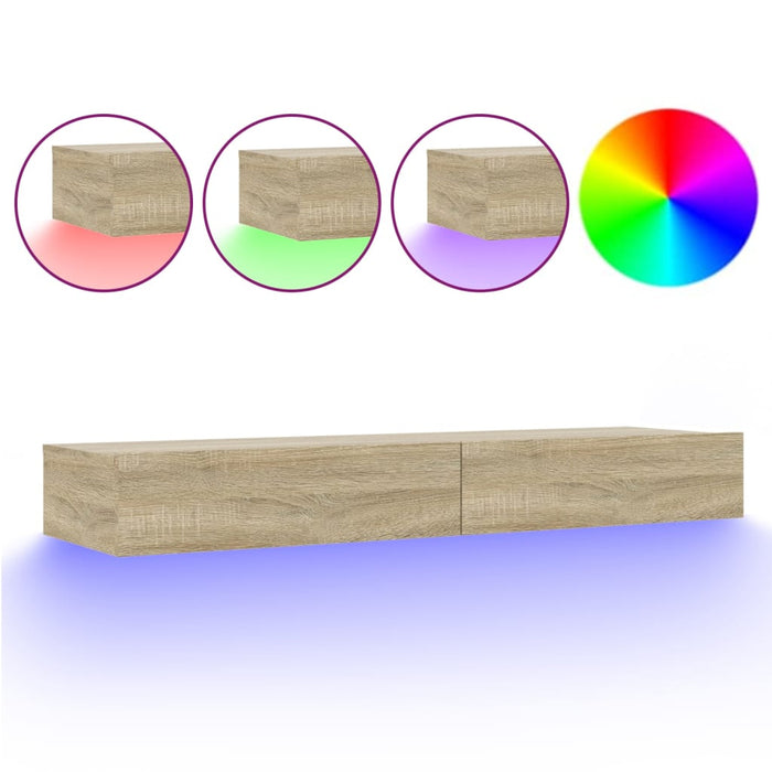 TV-Schrank mit LED-Leuchten Sonoma-Eiche 120x35x15,5 cm