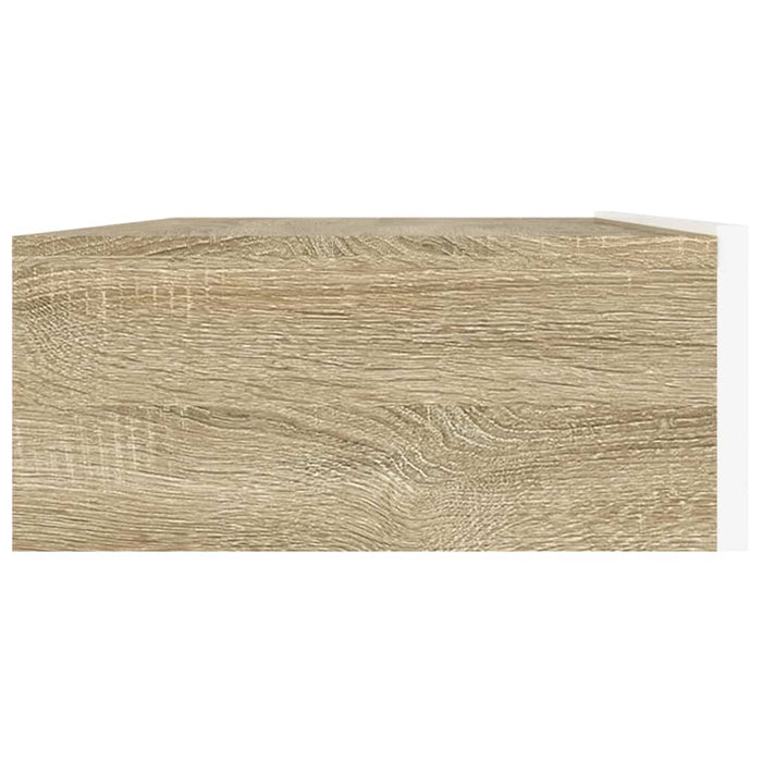TV-Schrank mit LED-Leuchten Weiß und Sonoma-Eiche 90x35x15,5 cm