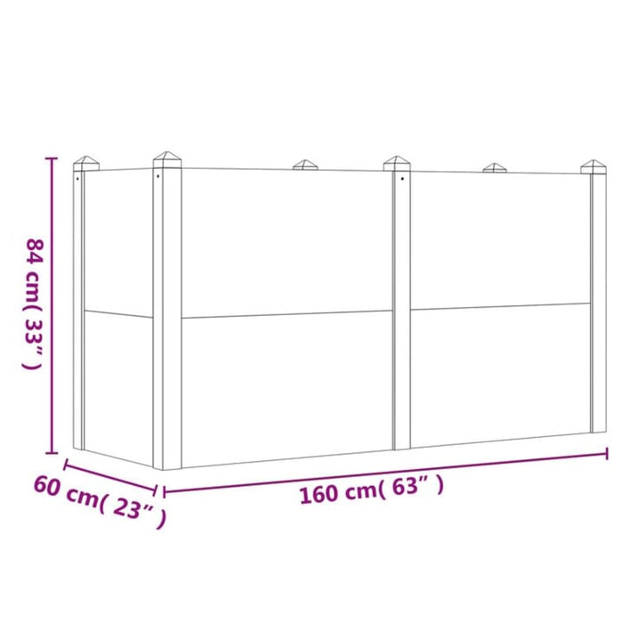 Hochbeet 160x60x84 cm Massivholz Akazie