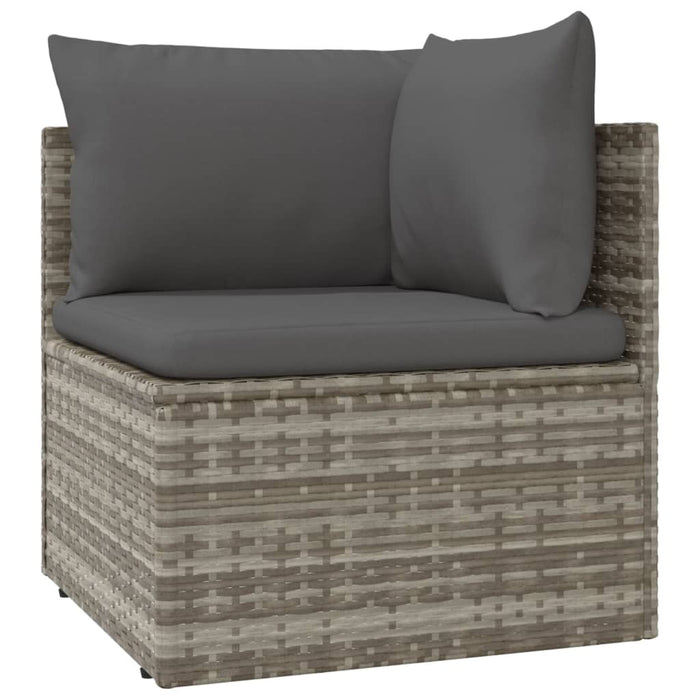 6-tlg. Garten-Lounge-Set mit Kissen Grau Poly Rattan