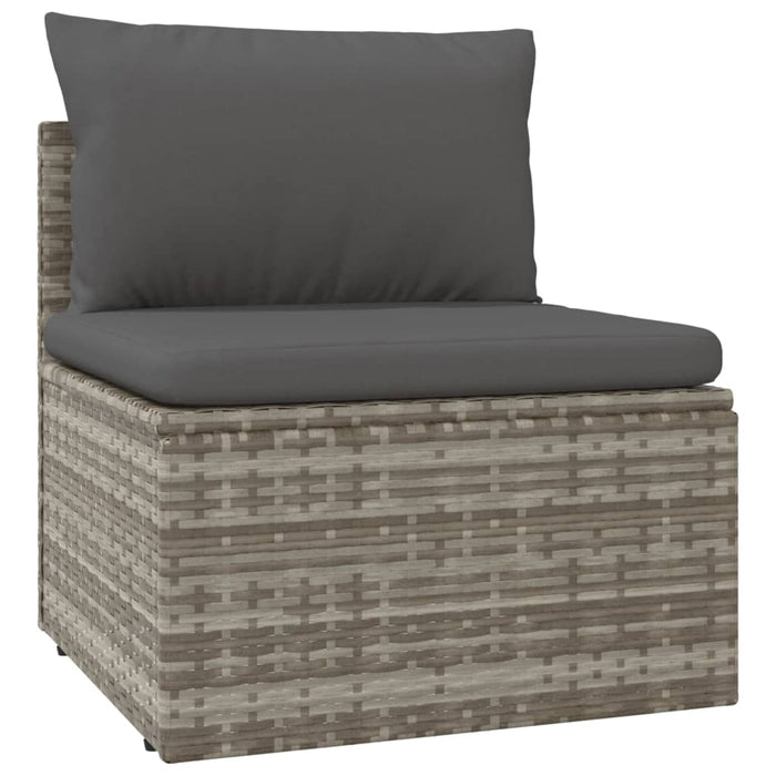 5-tlg. Garten-Lounge-Set mit Kissen Grau Poly Rattan